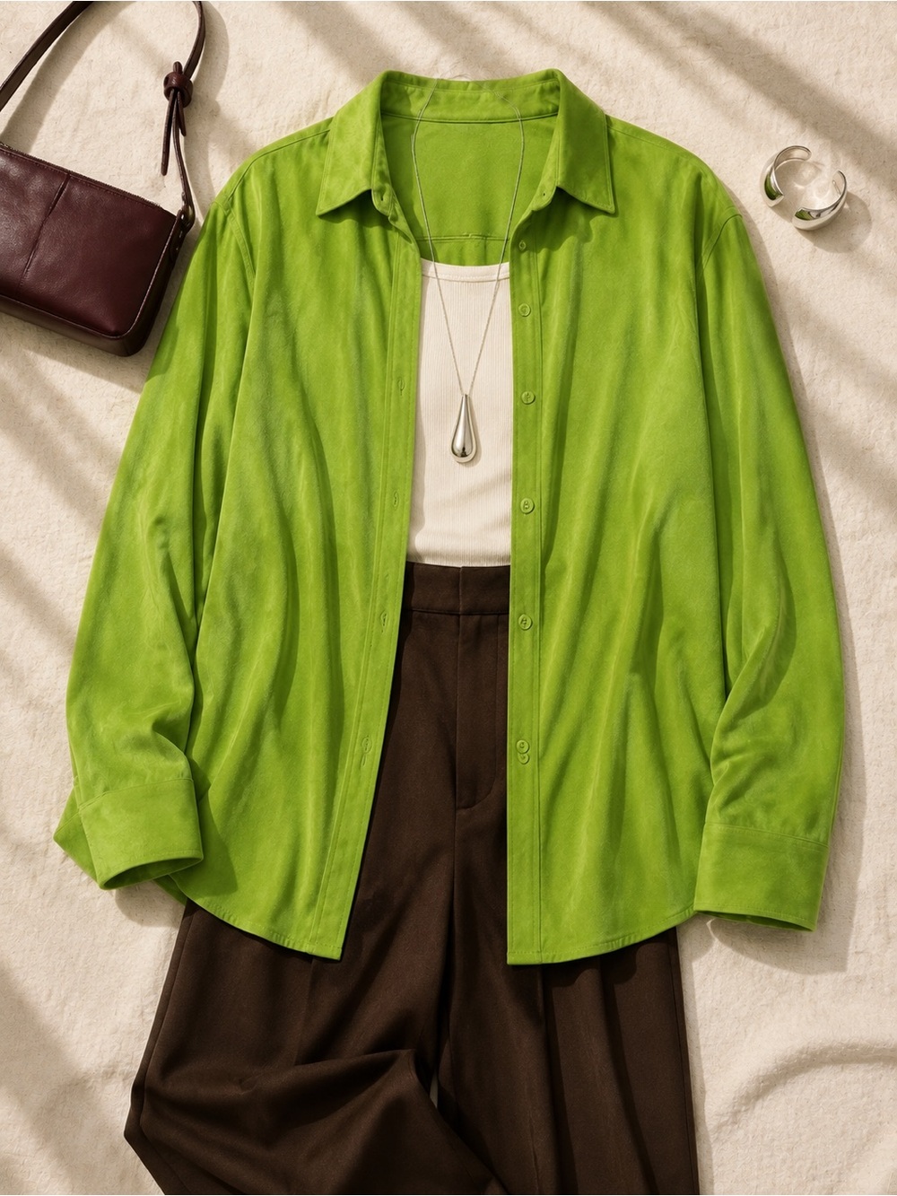 Vintage Basic Editions Lime Green Faux Suede Shacket 3X